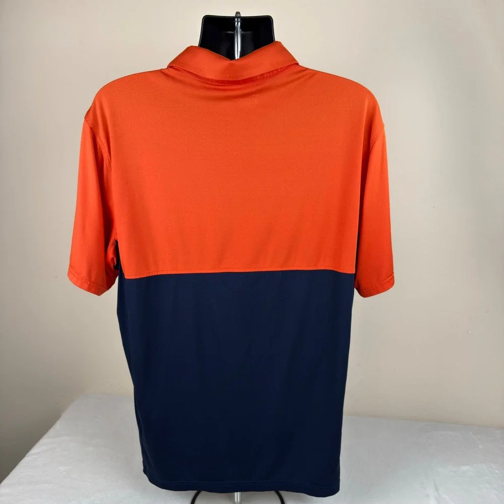 Under Armour Auburn Tigers Colorblock Polo Shirt Mens XL Orange Navy HeatGear - Picture 3 of 8
